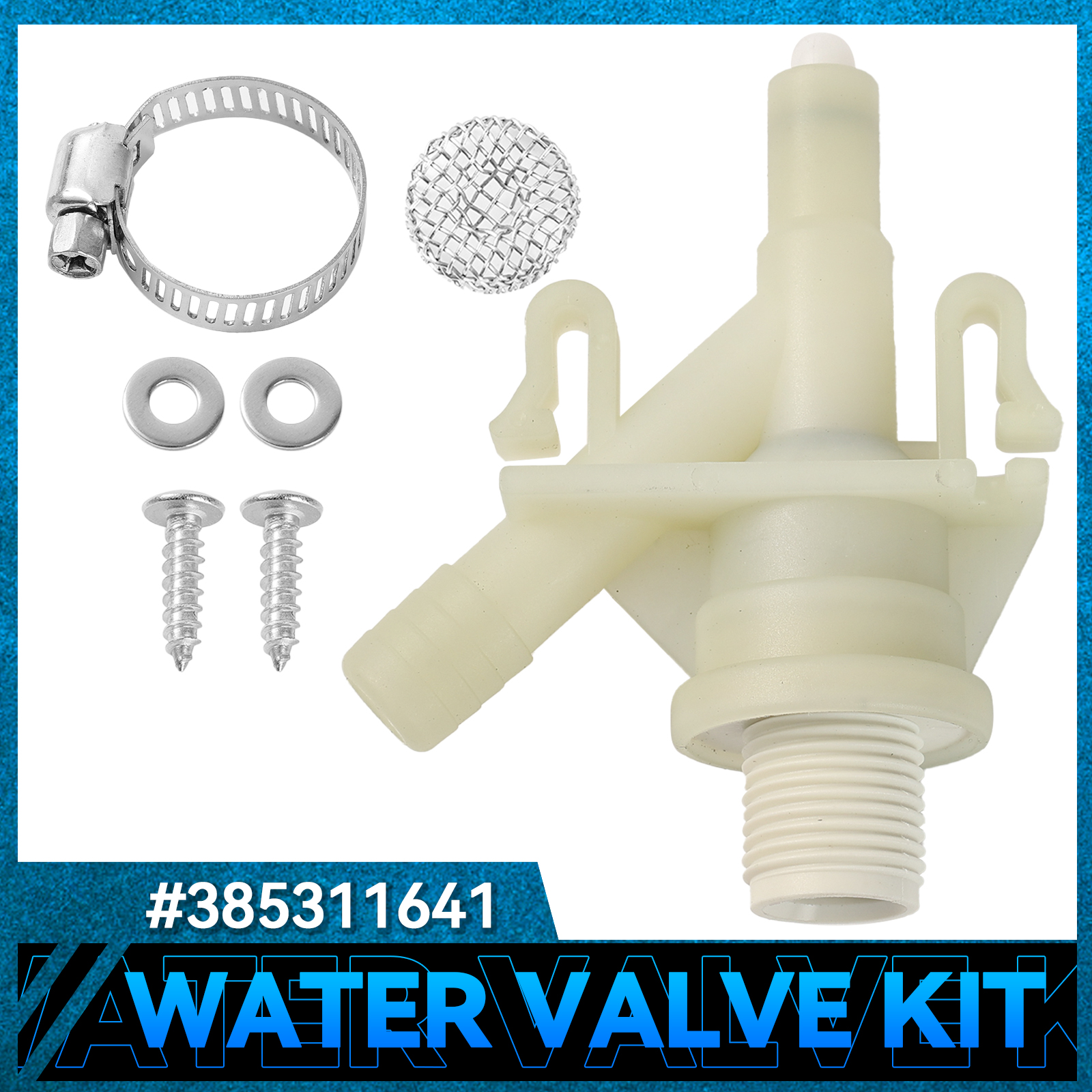 Toilet Flush Valve - Plastic RV Camper Water Valve Kit