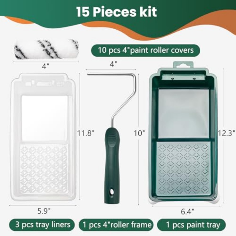 15 Pcs Small Roller, Tray, Tra - Home Improvement And Supply reseña y precio