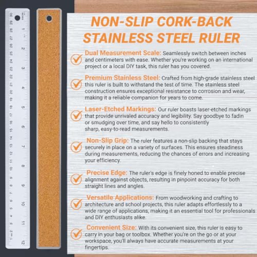 Stainless Steel Ruler with Non - Home Improvement And Supply reseña y precio